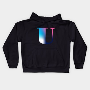 Capital Letter U Monogram Gradient Pink Blue White Kids Hoodie